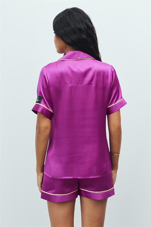 Amoureux Satin Fuchsia Short Pajama Set