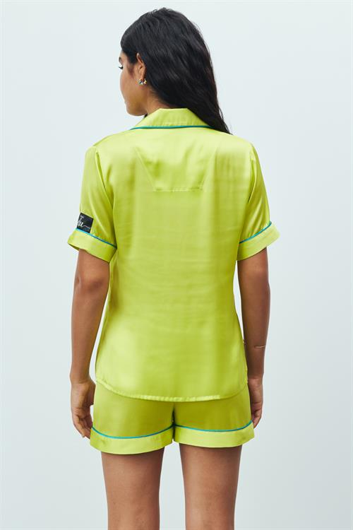 Amoureux Satin Lime Short Pajama Set