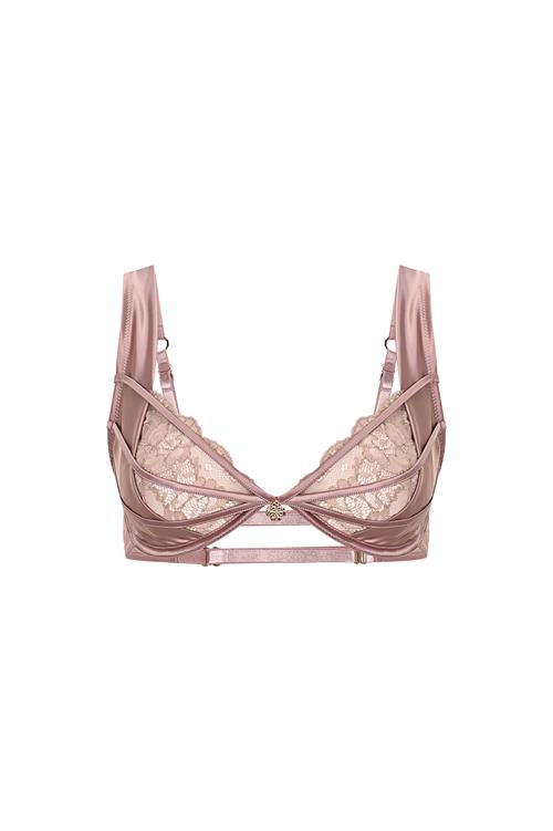 Brigette Gül Kurusu Saten Dantelli Balconette Sütyen