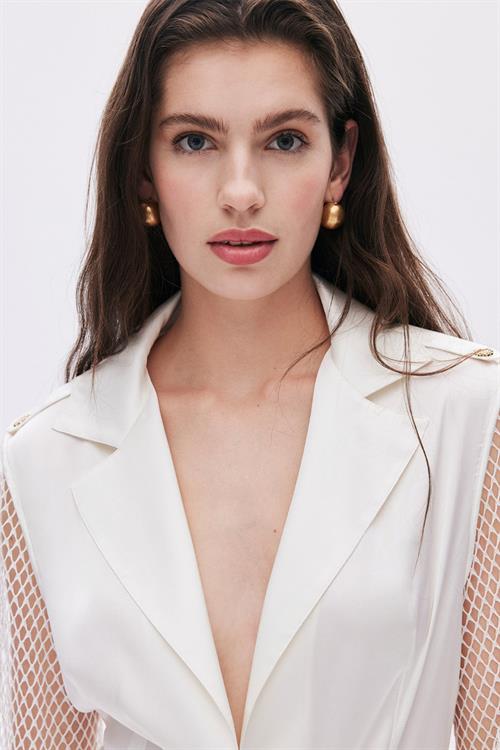 Calla Lily Ekru Dantel Detaylı Uzun Saten Sabahlık / Kimono