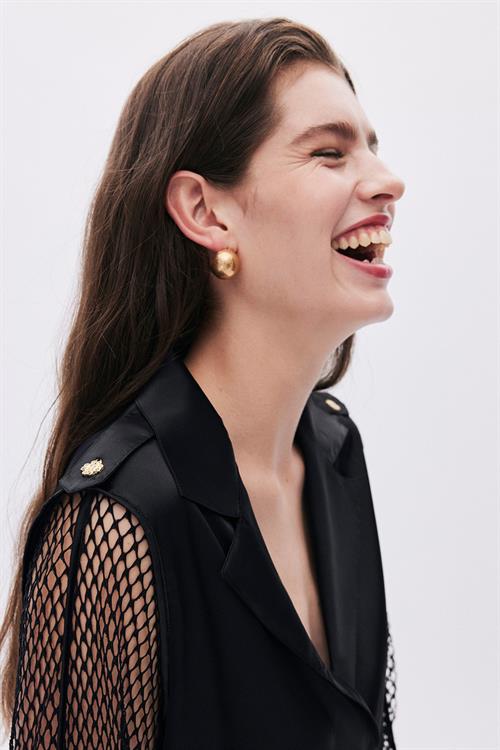 Calla Lily Siyah Dantel Detaylı Uzun Saten Pijama Takımı