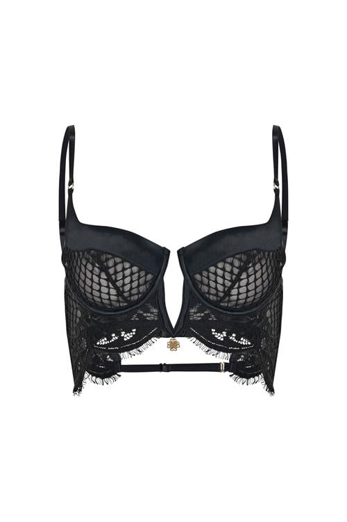 Calla Lily Siyah Dantelli Korseli Sütyen