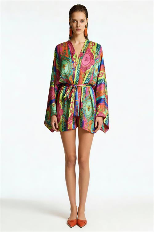 Fummee Melia Короткий атласный халат/кимоно