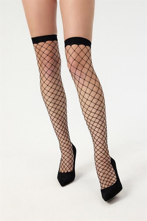cloture 20 denier standart Black Fishnet garter socks