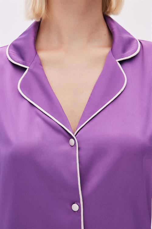 Colorex Satin Magenta Long Pijama Set