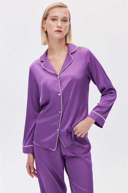 Colorex Satin Magenta Long Pijama Set