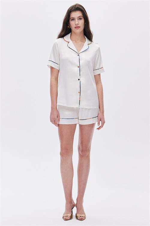 Colorex Satin Ecru Short Pijama Set