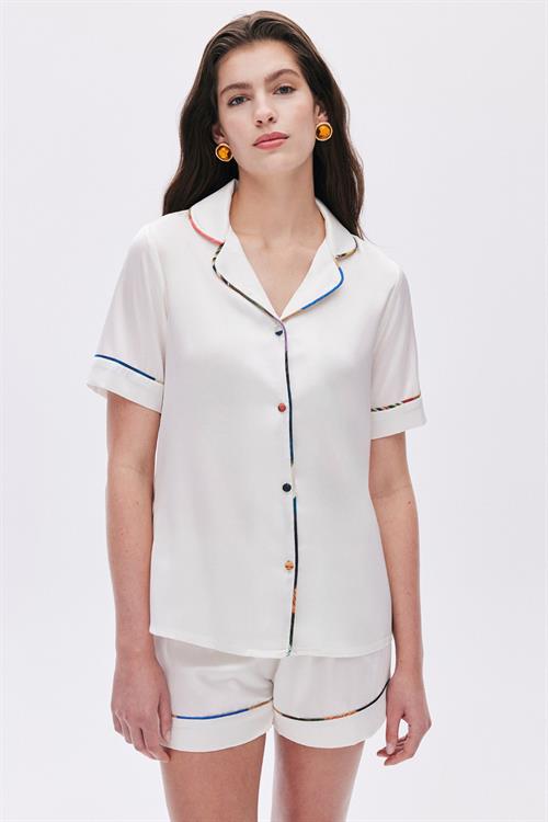 Colorex Satin Ecru Short Pijama Set