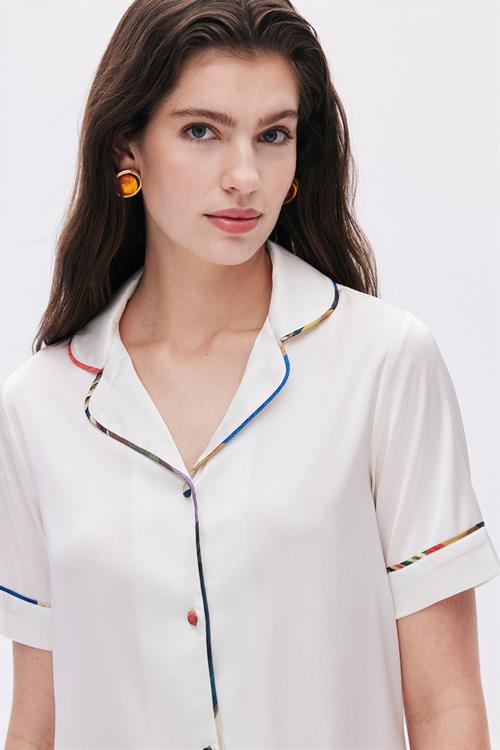 Colorex Satin Ecru Short Pijama Set