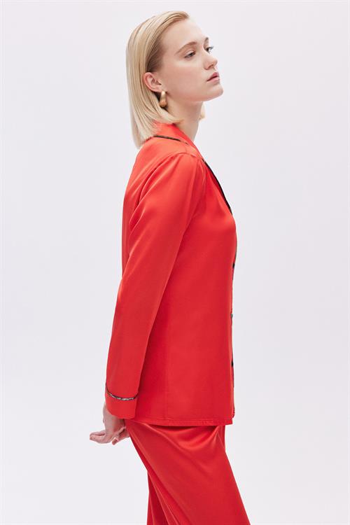 Colorex Satin Pomegranate Flower Color Long Pijama Set