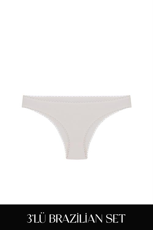 Cotvie 3 Renk ESK Pamuklu Brazillian 3lü Set Külot