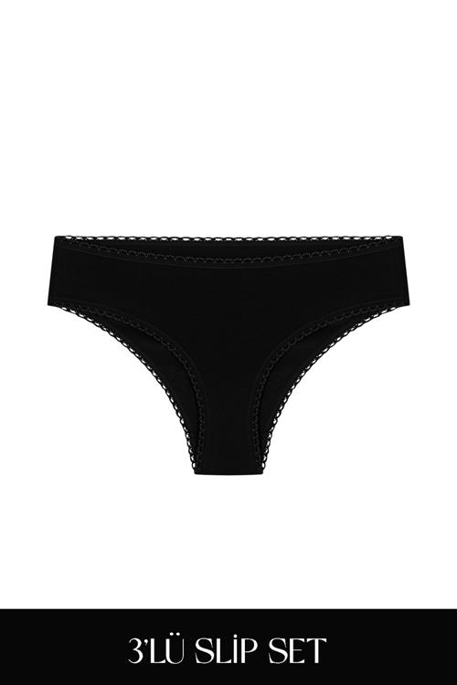 Cotvie 3 Renk ESK Pamuklu Slip 3lü Set Külot