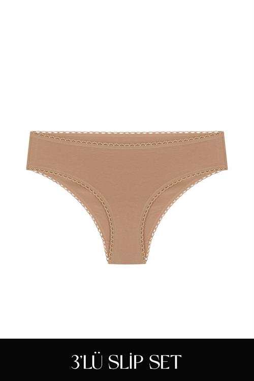 Cotvie 3 Renk ESK Pamuklu Slip 3lü Set Külot