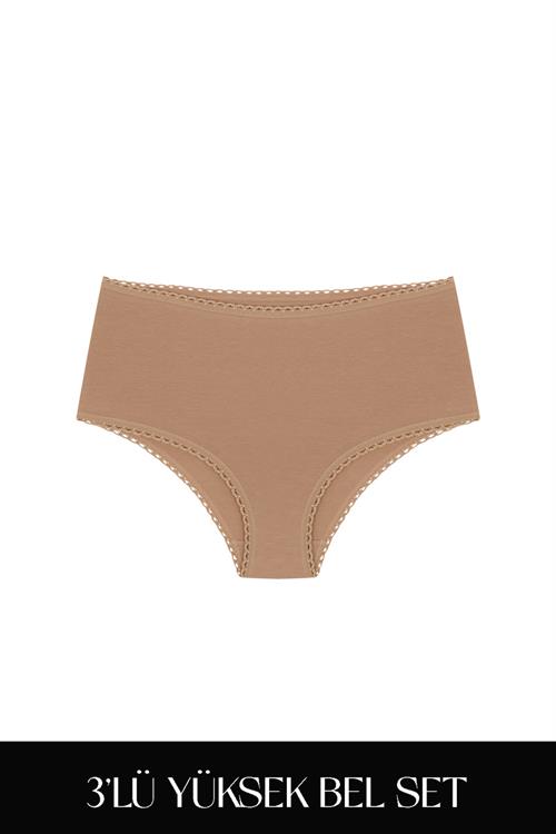 Cotvie 3 Renk ESK Pamuklu Yüksek Bel 3lü Set Külot
