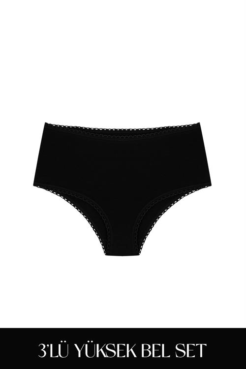 Cotvie 3 Renk ESK Pamuklu Yüksek Bel 3lü Set Külot