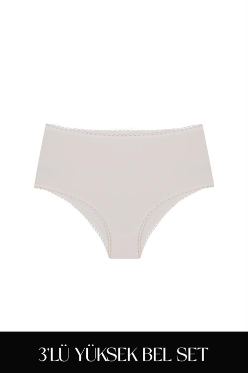 Cotvie 3 Renk ESK Pamuklu Yüksek Bel 3lü Set Külot