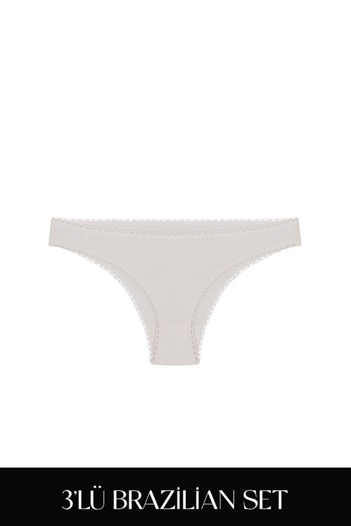 Cotvie Ekru Pamuklu 4lü Tatil Külot Seti