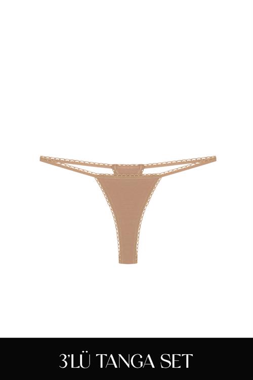 Cotvie Kahve Pamuklu Tanga 3lü Set Külot