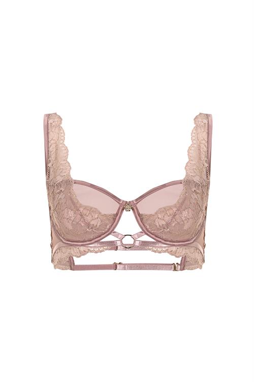 Desarae Gül Kurusu Dantelli Tül Balconette Sütyen