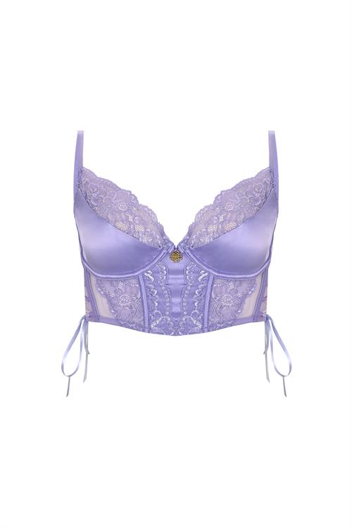 Pastivelle Lila Saten Dantelli Korseli Sütyen
