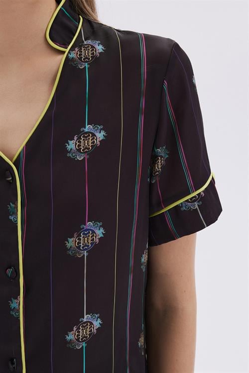 Elucious Patterned Satin Short Pijama Set