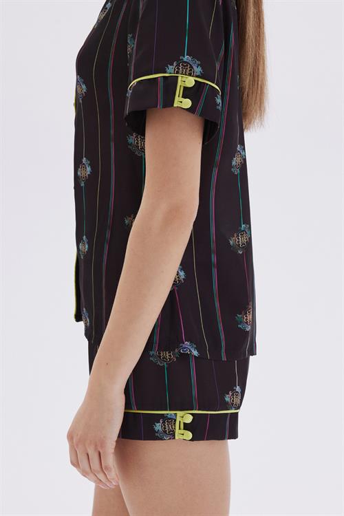 Elucious Patterned Satin Short Pijama Set