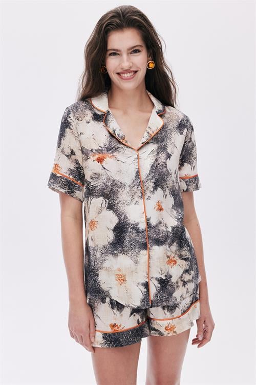 Elly Patterned Viscose Short Pijama Set