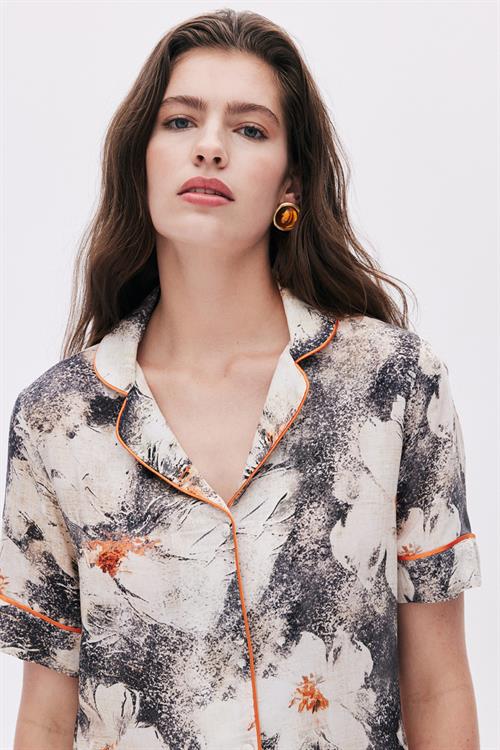 Elly Patterned Viscose Short Pijama Set