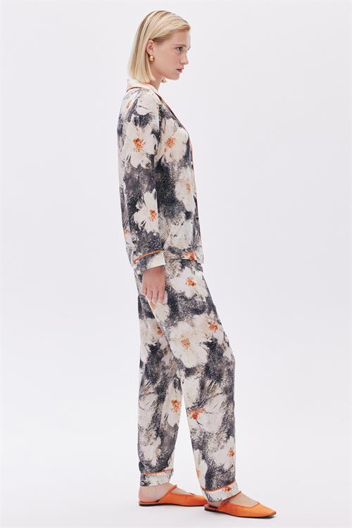 Elly Patterned Viscose Long Pijama Set