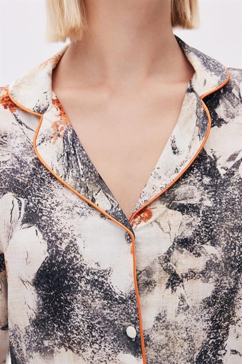 Elly Patterned Viscose Long Pijama Set