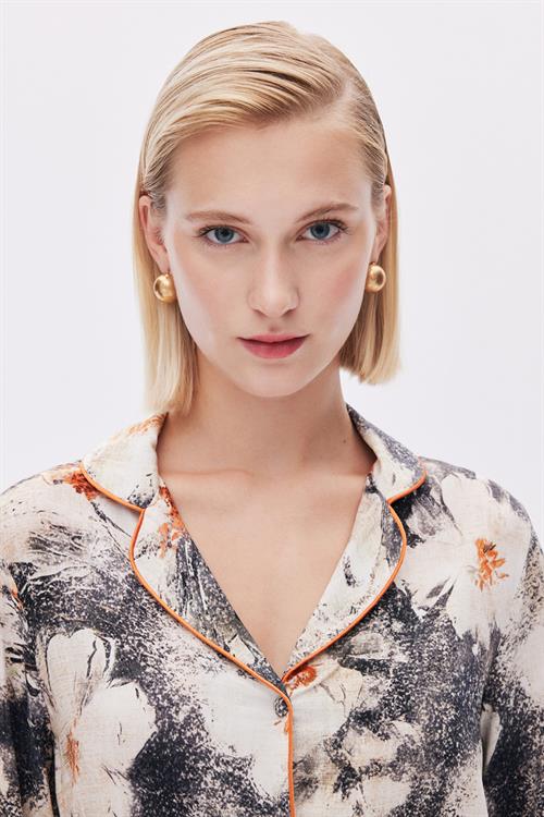 Elly Patterned Viscose Long Pijama Set