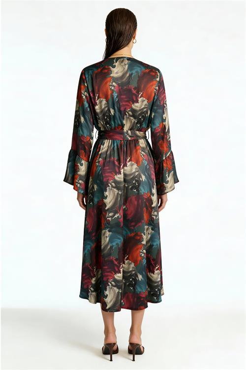 Roxela Длинный атласный халат/кимоно с узором