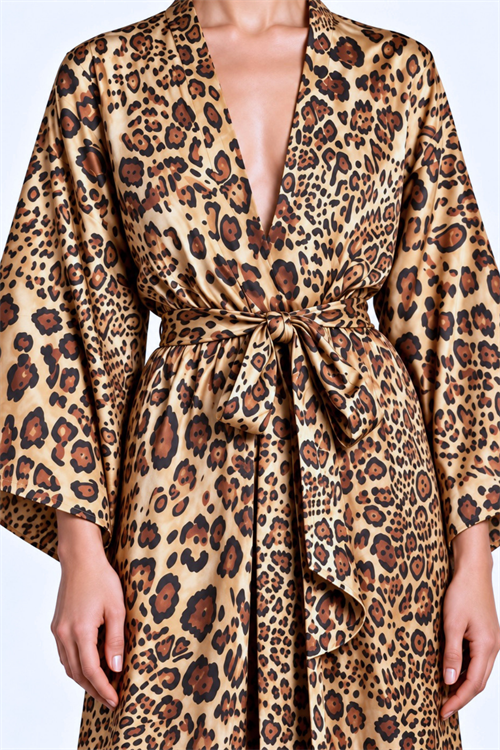 Frappant Lepia Uzun Saten Sabahlık / Kimono