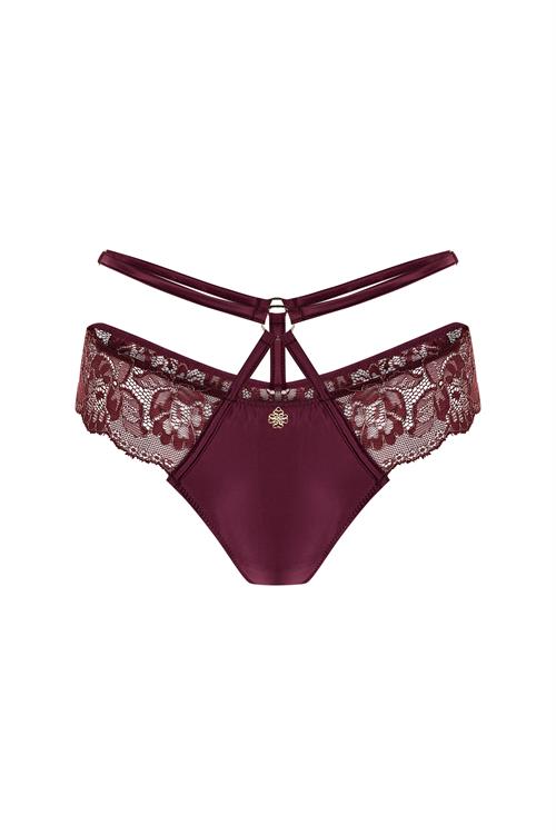 Karlotta Bordo Saten Dantelli Kemer detaylı Tanga