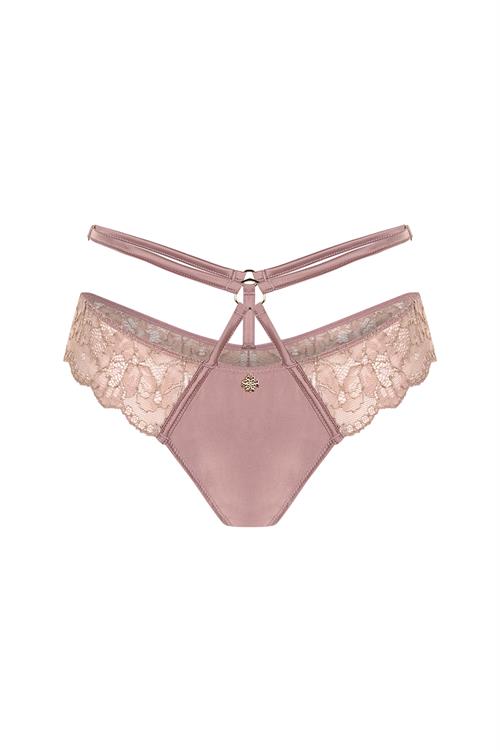 karlotta belt Detailed Satin Lace dried rose thong
