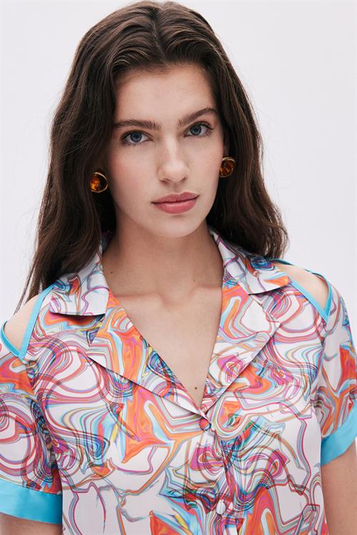 Leyiza Patterden Satin Short Pijama Set