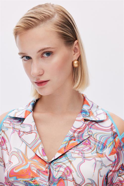 Leyiza Patterden Satin Long Pijama Set