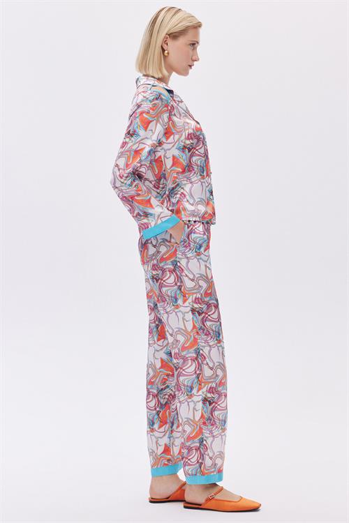 Leyiza Patterden Satin Long Pijama Set
