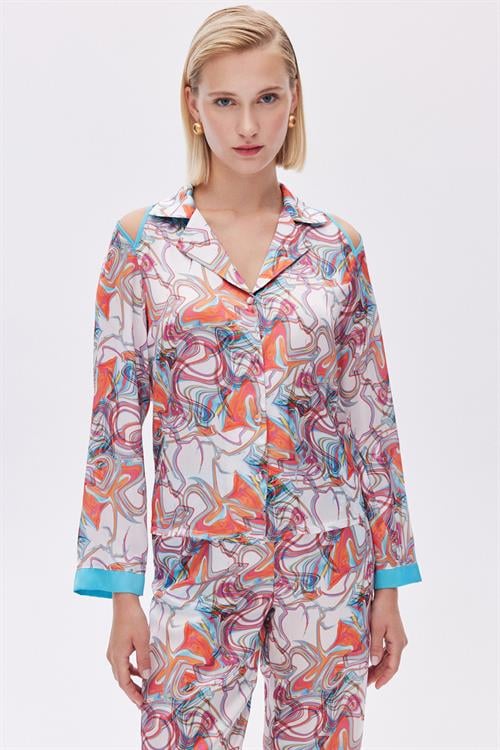 Leyiza Patterden Satin Long Pijama Set
