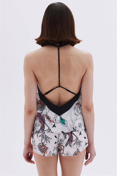 Maison Royale Detailed Satin Viscose Strappy Short Pajama Set