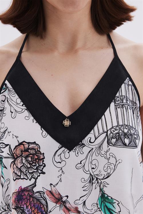 Maison Royale Detailed Satin Viscose Strappy Short Pajama Set