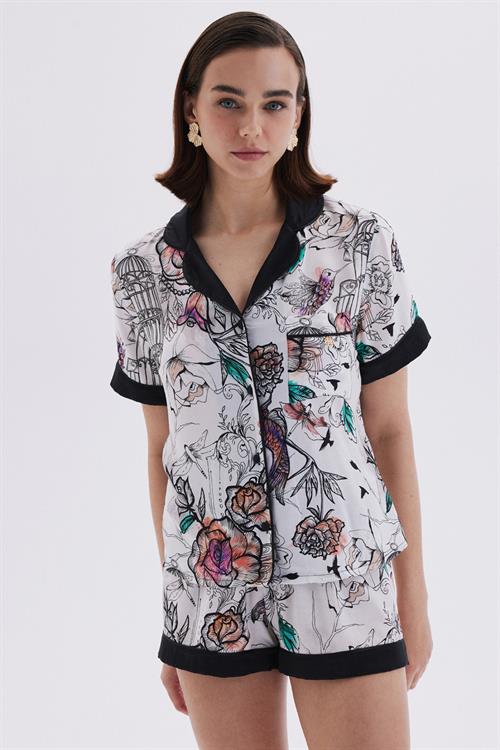 Maison Royale Detailed Satin Viscose Short Pajama Set