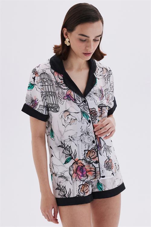 Maison Royale Detailed Satin Viscose Short Pajama Set