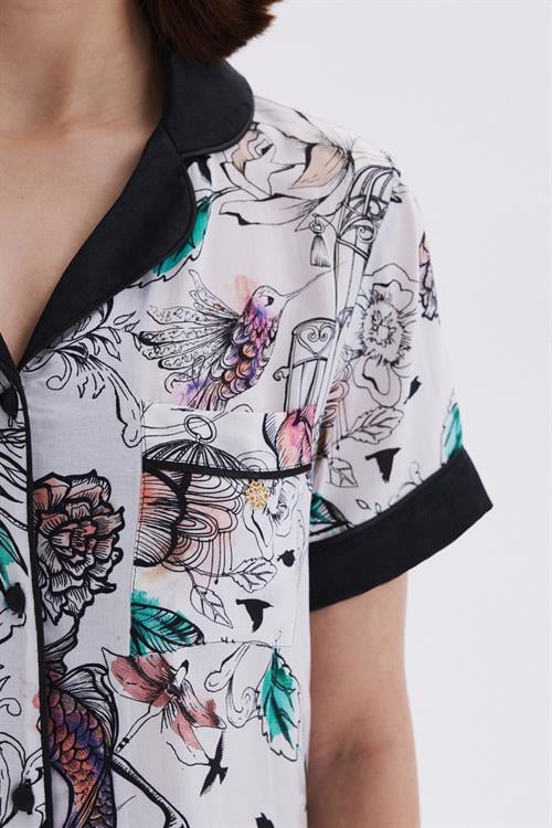 Maison Royale Detailed Satin Viscose Short Pajama Set