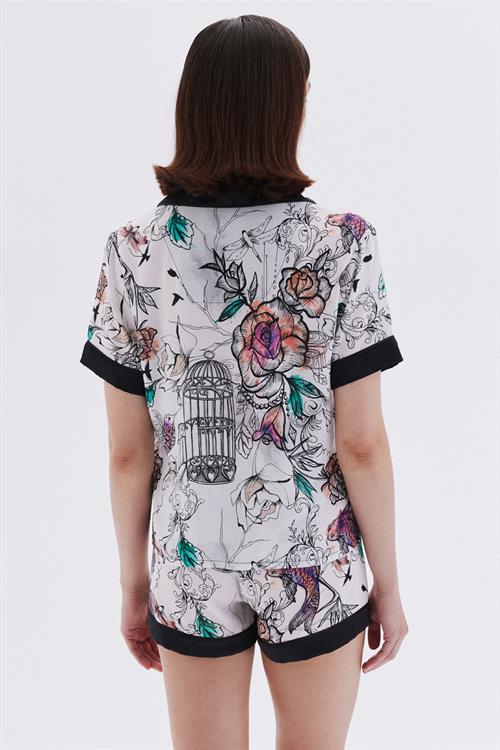 Maison Royale Detailed Satin Viscose Short Pajama Set