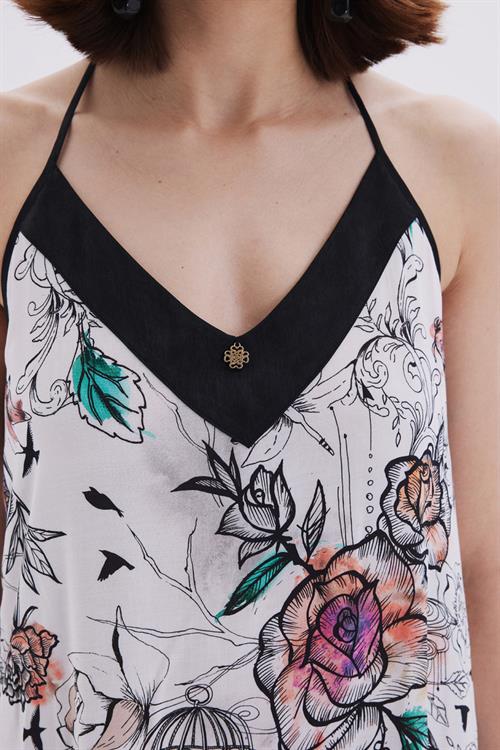 Maison Royale Desenli Saten Detaylı Uzun Viskon Gecelik