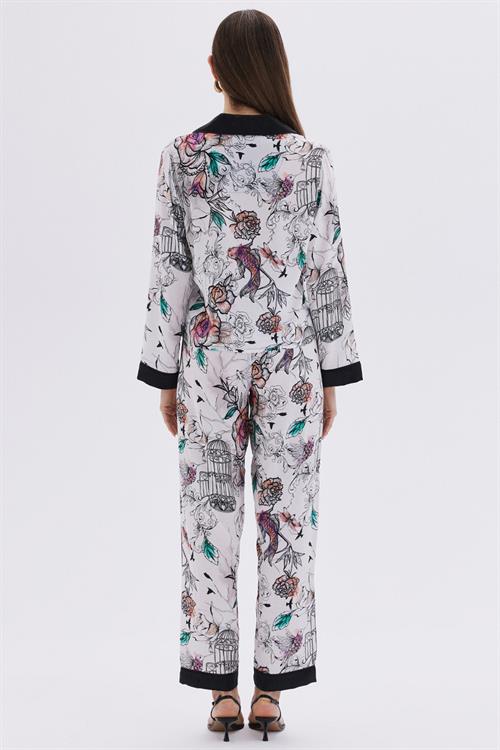 Maison Royale Detailed Satin Viscose Long Pajama Set