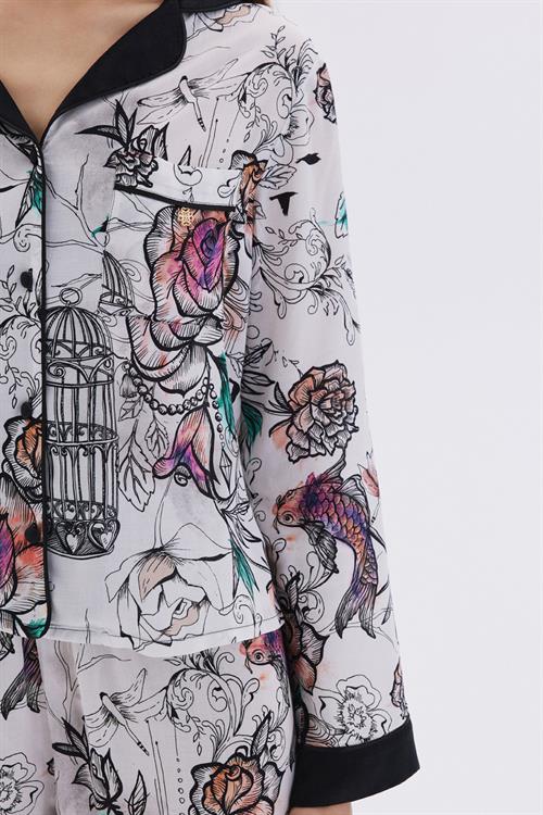 Maison Royale Detailed Satin Viscose Long Pajama Set