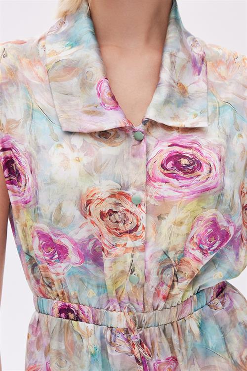 Marguerite Patterned Satin Double Breasted