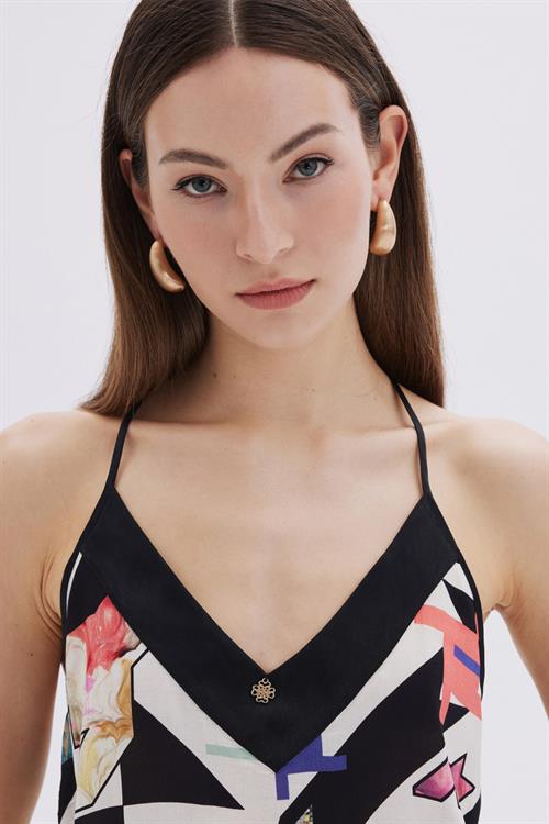 Mixte Detailed Satin Viscose Strappy Short Pajama Set